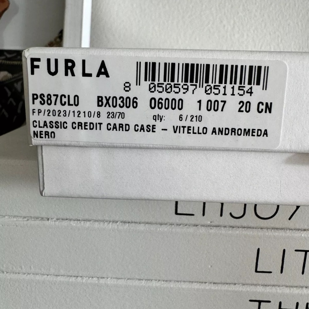 FURLA Leather Card Holder Black NWT Genuine Leather Authentic Italy - Picture 6 of 6